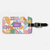 Schattige en modern geometrisch monogram bagagelabel (Voorkant horizontaal)
