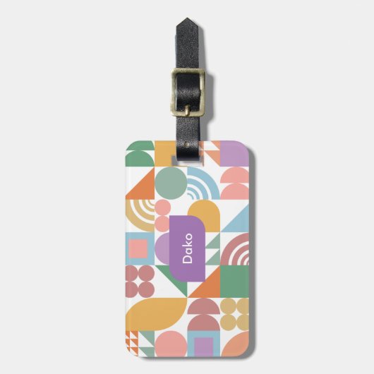 Schattige en modern geometrisch monogram bagagelabel (Voorkant verticaal)