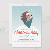 Schattige en modern Hedgehog kerstfeest Kaart (Voorkant)