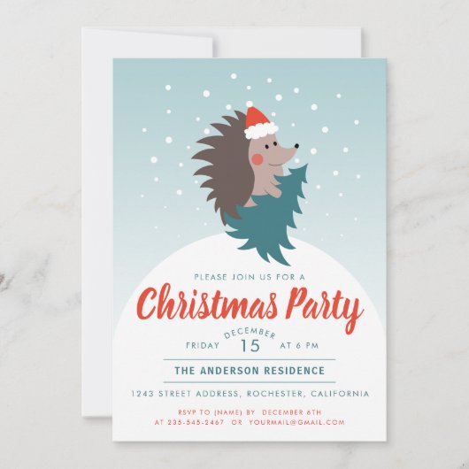 Schattige en modern Hedgehog kerstfeest Kaart (Voorkant)