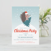 Schattige en modern Hedgehog kerstfeest Kaart (Staand voorkant)