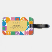 Schattige en modern kleurrijk geometrisch monogram bagagelabel (Achterkant horizontaal)