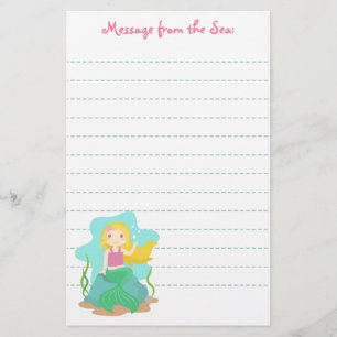 Schattige en mooie zeemeermin, voor meisjes briefpapier