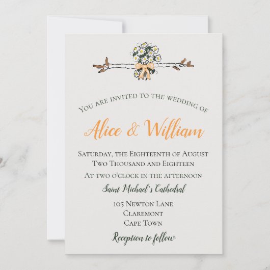 Schattige en rustiek geïllustreerd konijnenhuwelij kaart (Voorkant)