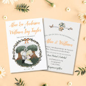 Schattige en rustiek geïllustreerd konijnenhuwelij kaart