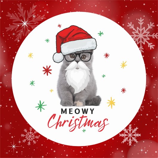 Schattige en Schattigee Santa Kitten Meowy Christm Ronde Sticker