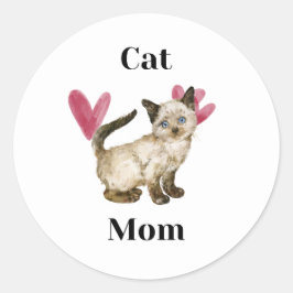Schattige en simpele kattenmoeder ronde sticker
