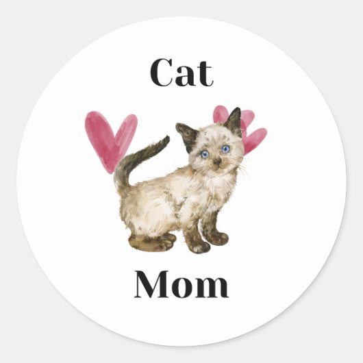 Schattige en simpele kattenmoeder ronde sticker (Voorkant)