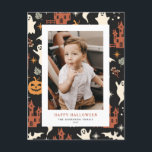 Schattige en Spooky Pattern Happy Halloween Foto Feestdagenkaart<br><div class="desc">Fijne Halloween! Stuur lieve feestgroeten naar je familie en vrienden met dit aanpasbare Halloween-briefkaart. Het heeft een schattig en spookachtig Halloween-patroon. Personaliseer deze foto Halloween kaart door het toevoegen van uw gegevens. Dit Halloween foto briefkaart is verkrijgbaar in een verscheidenheid van cardstock.</div>