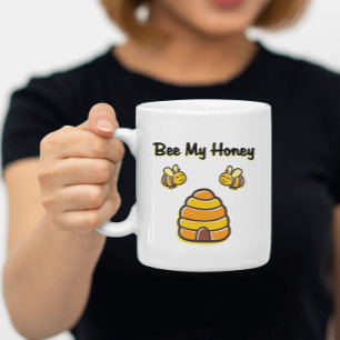 Schattige en Sweet Bee My Honey Bijenkorf T-shirt Tweekleurige Koffiemok
