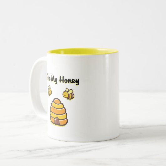 Schattige en Sweet Bee My Honey Bijenkorf T-shirt Tweekleurige Koffiemok (Voorkant links)