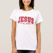 Schattige en trendy Jesus Is Mijn Valentijn Faux S T-shirt (Voorkant)