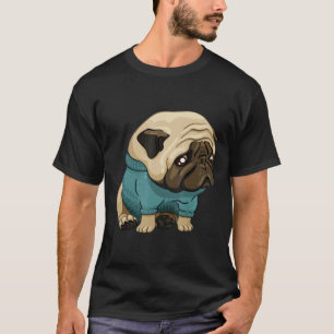 Schattige en treurige mopshond mannen vrouwen t-shirt
