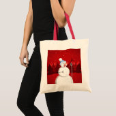 Schattige en vrolijk zingen sneeuwpopkerst tote bag (Voorkant (product))
