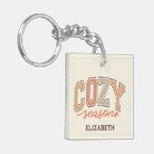Schattige en zoet "Gezellig Seizoen" Herfst / Herf Sleutelhanger (Voorkant Links)