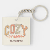 Schattige en zoet "Gezellig Seizoen" Herfst / Herf Sleutelhanger (Achterkant)