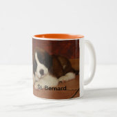 Schattige en zoete Bernard Puppy Tweekleurige Koffiemok (Voorkant rechts)