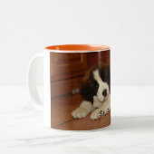 Schattige en zoete Bernard Puppy Tweekleurige Koffiemok (Voorkant links)