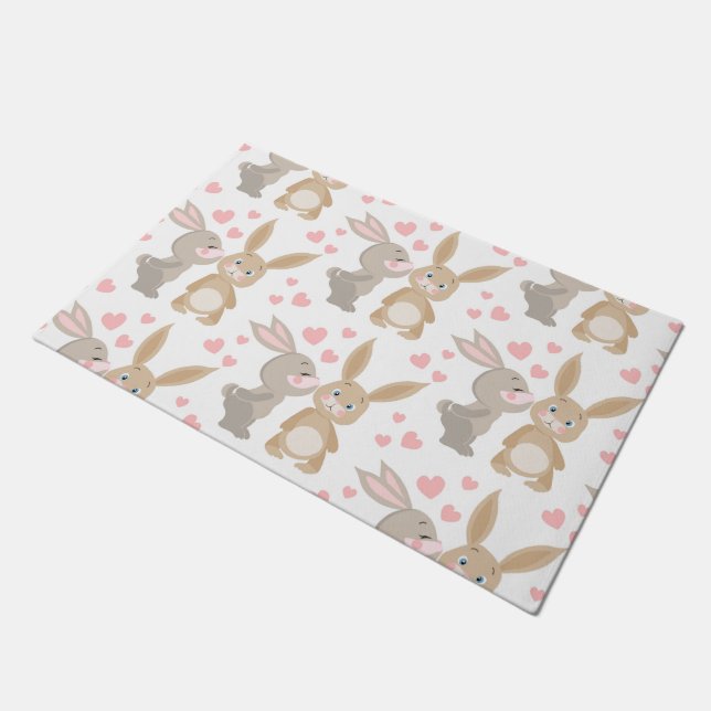 Schattige Enamored Bunnies Deurmat (Schuin)