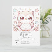 Schattige Enchanted Owl Baby shower Kaart (Staand voorkant)