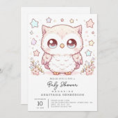 Schattige Enchanted Owl Baby shower Kaart (Voorkant / Achterkant)