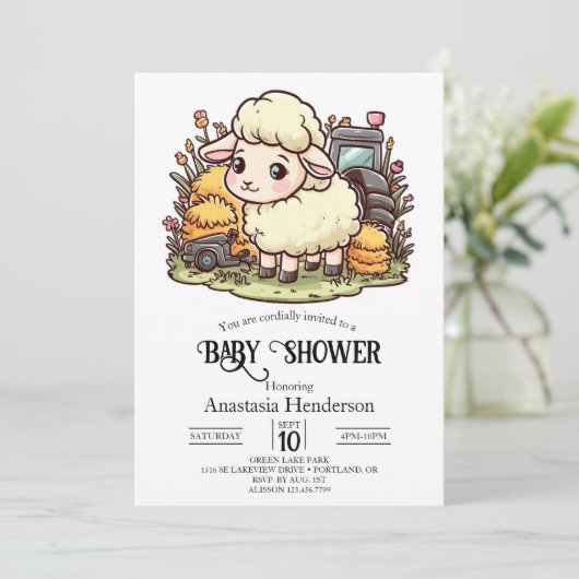 Schattige Enchanted Sheep Baby shower Kaart (Staand voorkant)