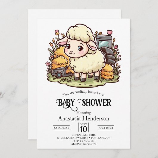 Schattige Enchanted Sheep Baby shower Kaart (Voorkant / Achterkant)