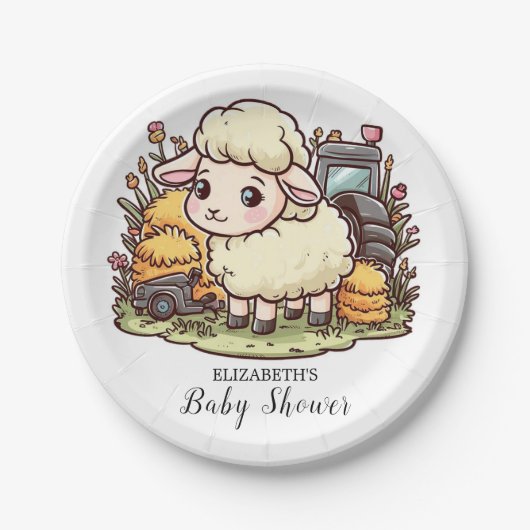 Schattige Enchanted Sheep Baby shower Papieren Bordje (Voorkant)