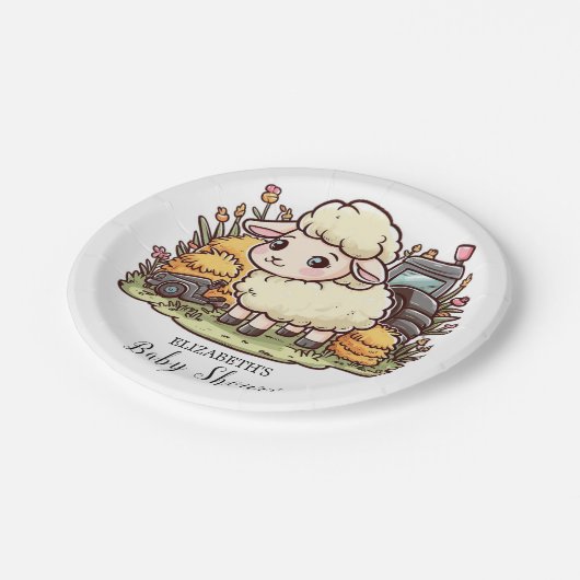 Schattige Enchanted Sheep Baby shower Papieren Bordje (Gekanteld)
