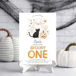 Schattige enge EEN Geest Halloween 1e Verjaardag Kaart