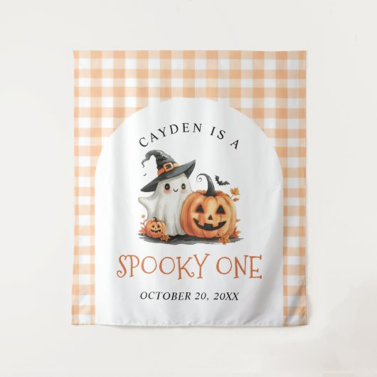 Schattige enge een Halloween-geest 1e verjaardag Wandkleed (Voorkant)