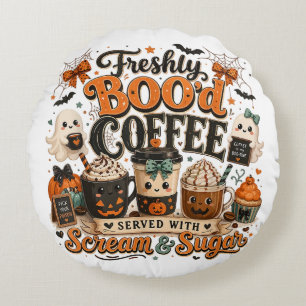 Schattige enge geest koffie liefhebber Halloween Rond Kussen