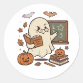 Schattige enge geest leraar Halloween sticker (Voorkant)