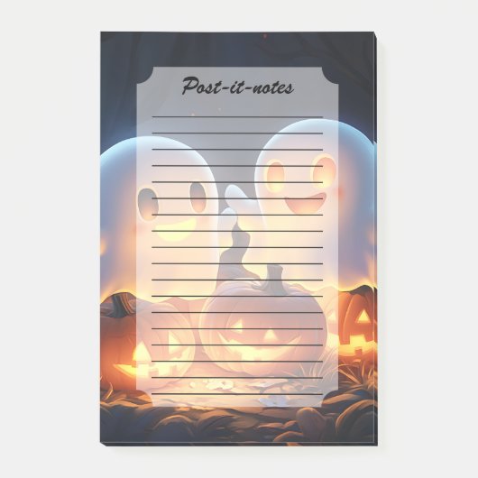 Schattige enge Halloween cartoon geesten gloeiende Post-it® Notes (Voorkant)