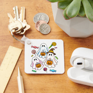 Schattige enge Halloween-geesten & snoep voor 'tri Sleutelhanger