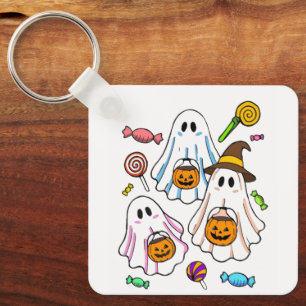 Schattige enge Halloween-geesten & snoep voor Tric Sleutelhanger