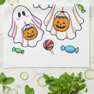 Schattige enge Halloween-geesten & snoep voor Tric Theedoek