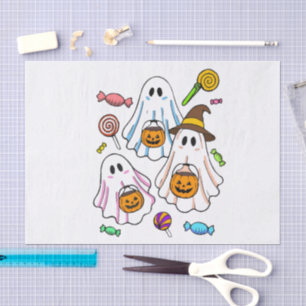 Schattige enge Halloween-geesten & snoep voor Tric Tissuepapier