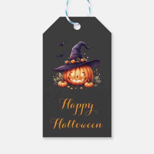 Schattige enge Halloween - Pompoen Cadeaulabel (Voorkant)
