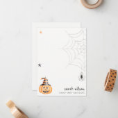 Schattige enge Halloween pompoen spinnenweb sterre Notitiekaartje (Voorkant / Achterkant in situ)