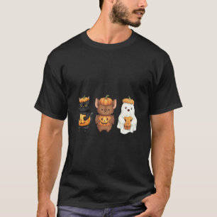 Schattige enge Halloween vleermuis spook zwart kat T-shirt