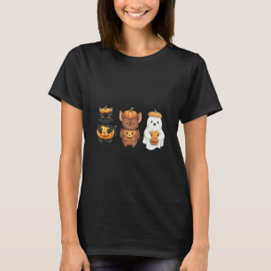 Schattige enge Halloween vleermuis spook zwart kat T-shirt