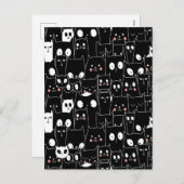 Schattige enge Halloween zwart-wit stripdier Feestdagenkaart (Voorkant / Achterkant)