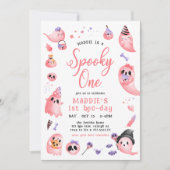 Schattige enge roze Halloween-geest 1e verjaardag Kaart (Voorkant)