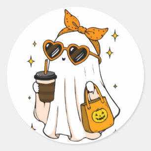 Schattige enge seizoen geest met ijskoude koffie e ronde sticker