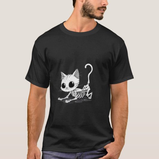 Schattige enge skelet kat - Halloween T-shirt (Voorkant)