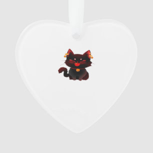 Schattige enge zwarte kat met belletjes klassiek T Ornament