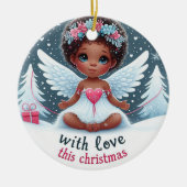 Schattige engel baby kerstversiering keramisch ornament (Voorkant)
