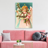 Schattige engel in roze jurk canvas afdruk (Insitu (Woonkamer))