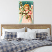 Schattige engel in roze jurk canvas afdruk (Insitu (Slaapkamer))